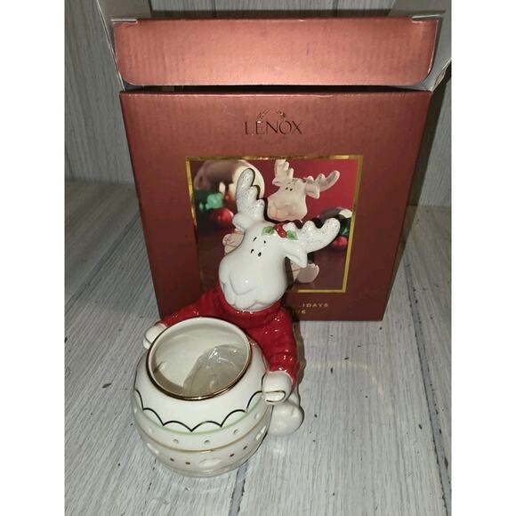 Lenox Moose Votive Candle Holder Hosting The Holidays Christmas New in Box - Picture 1 of 10